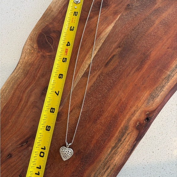 925 Sterling Silver Heart Pendant Necklace 18” Chain Vintage Rope Edge - Picture 8 of 8